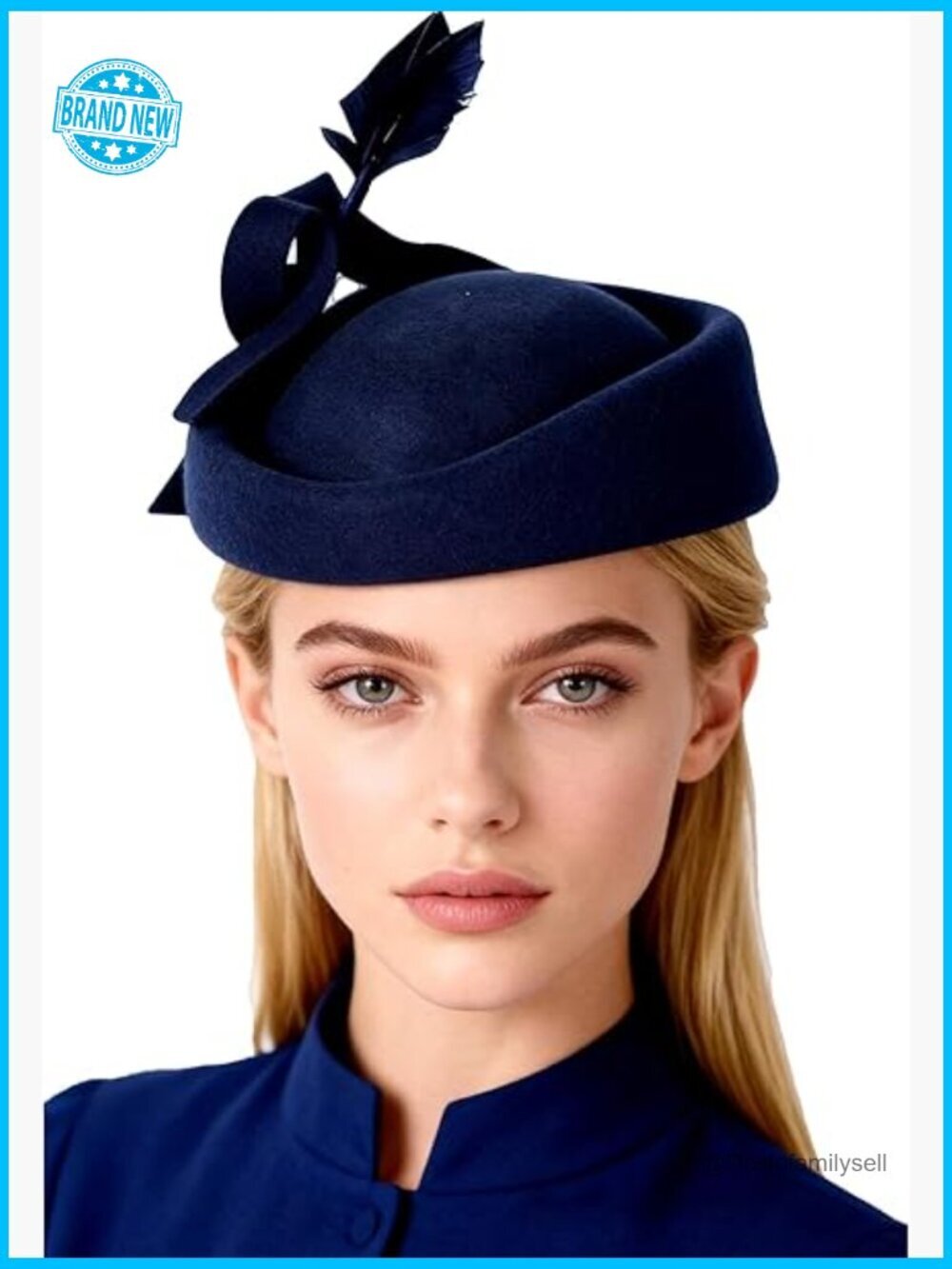 Wool Felt Fascinator Hat with Feather - Classic Formal Pillbox for Wedding Tea